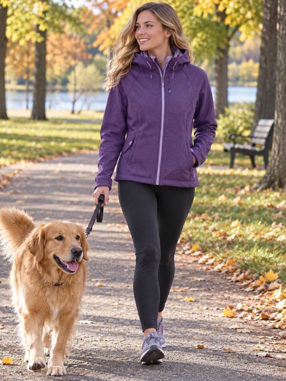 Ladies Purple Hooded Softshell Jacket - SMALL